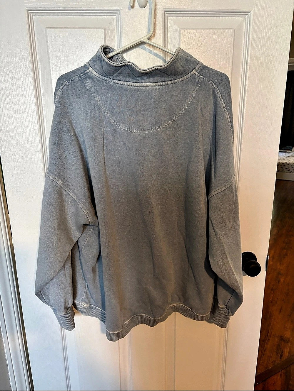 Aerie Offline Real Me Popover / Waffle Snap Up Sweatshirt Blue Large - Picture 2 of 4
